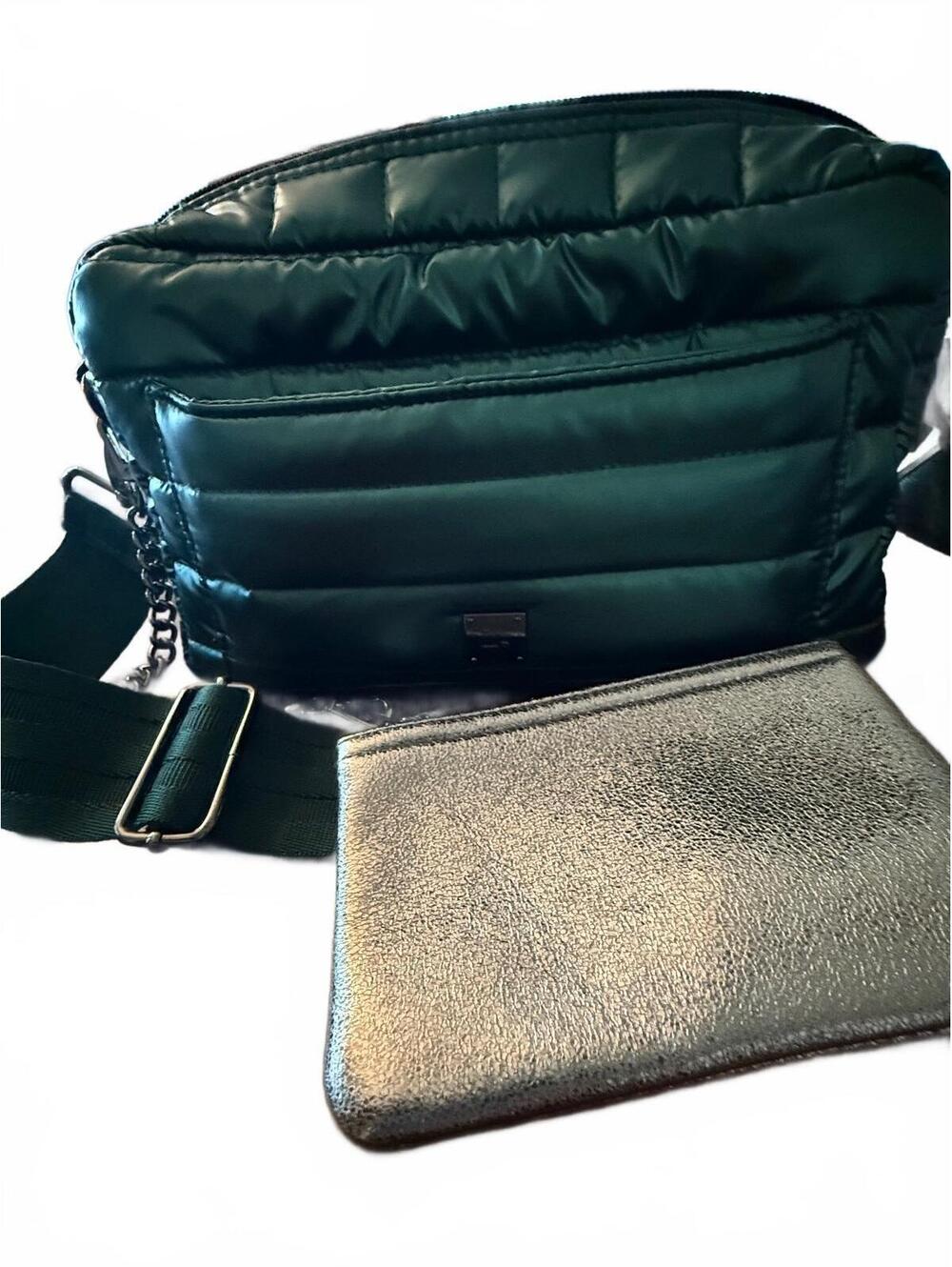 Think Royln Quilted Crossbody Shoulder Bag with Metallic Pouch